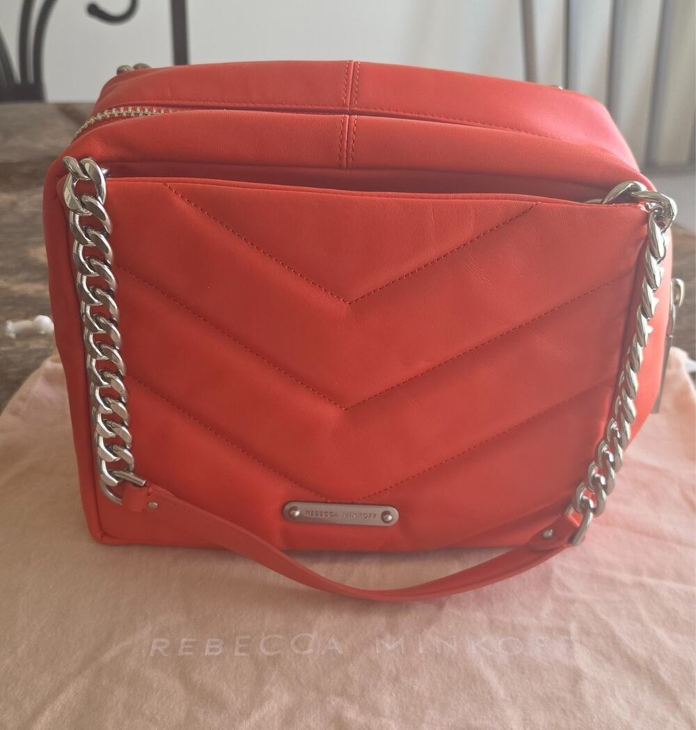 Rebecca Minkoff Edie Maxi Coral Quilted Leather Top Zip Shoulder Bag
